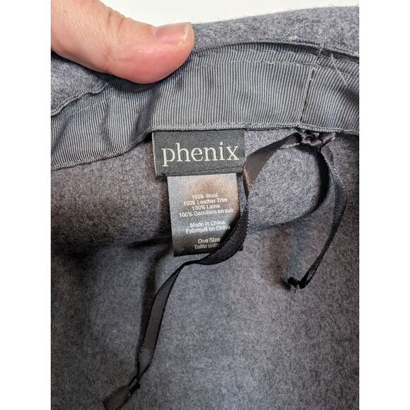 Phenix Wide-Brimmed Wool Floppy Hat W/ Leather Strap Fedora Charcoal Gray - Picture 5 of 6